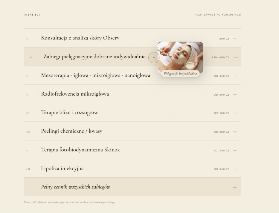 Cennik i formularz rezerwacji
