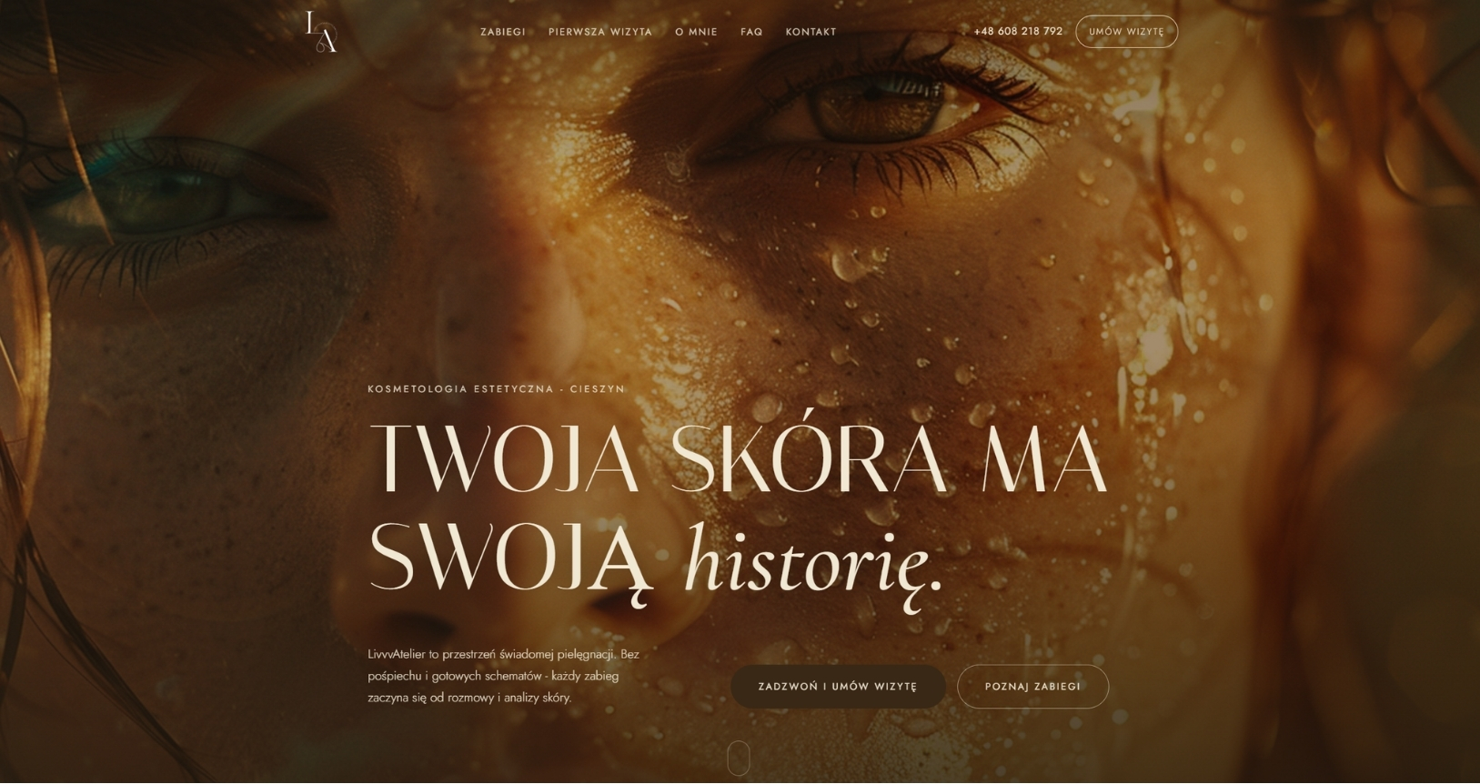 Strona firmowa dla branży beauty — widok główny